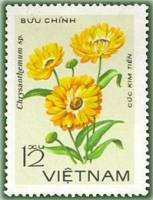 (1978-057a) Сцепка (2 м) Вьетнам "Ким тянь"  Без перфорации  Хризантемы III Θ